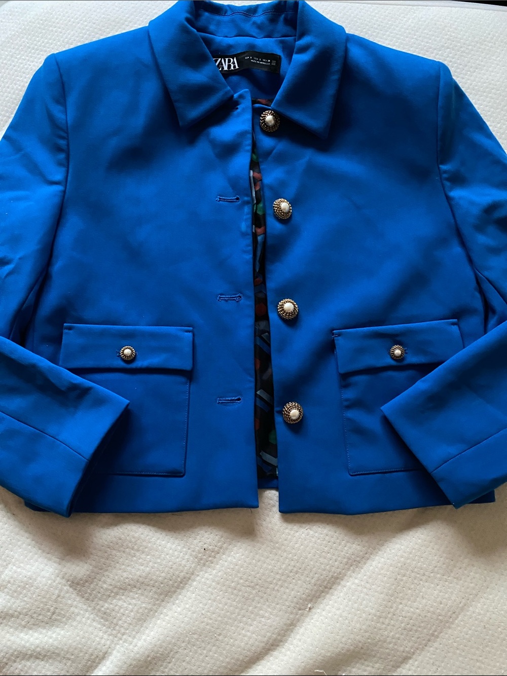 Zara Royal Blue Structured Button Blazer